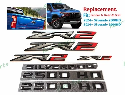 Grelha traseira preta brilhante vermelha Fender ZR2 2500HD emblemas Chevy Silverado 2024+ 2500 - Imagem 1 de 4
