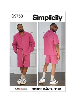 SIMPLICITY 9758 MEN'S SHIRT SHORTS Sewing Pattern Sizes 34-42 & 44-52  AVERAGE - Image 1 of 4