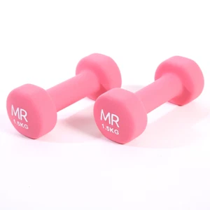 Rebecca Mobili Set Dumbbell Weights Gym Cast Iron Neoprene Pink 2 x 1,5 kg - Picture 1 of 5