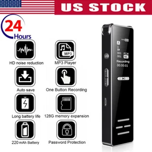 Spy Audio Recorder Digital Voice Activated Mini Sound Dictaphone MP3 Player 128G - Picture 1 of 12