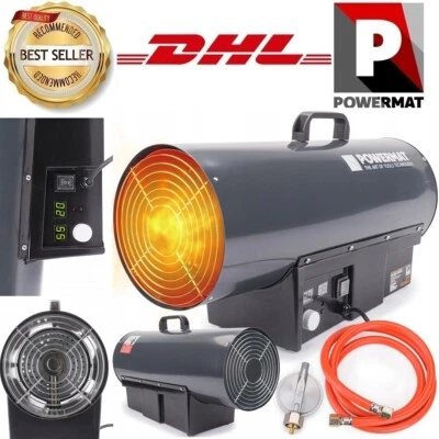 POWERMAT HEIZGEBLÄSE GAS 65KW GASHEIZGEBLÄSE HEIZUNG HEIZKANONE HEIZROHR BAUHEIZER LCD