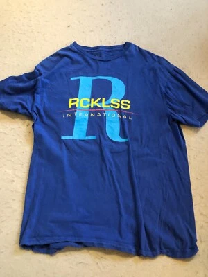 Camisa Reckless International Para Hombre Grande Azul Gráfico Camiseta Manga Corta Informal Foto 1 de 4