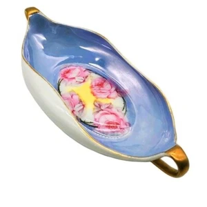 Moschendorf PM Bavaria Porcelain Floral Lusterware Rolled Edge Dish Hand Painted - Picture 1 of 7