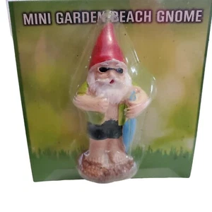 True Living Fairy Garden Mini Garden Beach Gnome with Surfboard - NEW - Picture 1 of 9