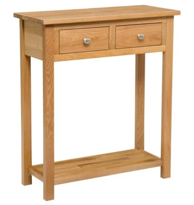 Large Console Table with 2 Drawers, Wooden Oak Side Table with Storage Shelf - Image 1 of 4