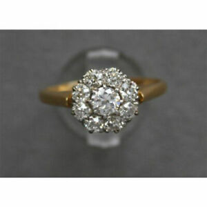 2Ct Round Moissanite Cluster Engagement Wedding Ring 14K Yellow Gold Plated