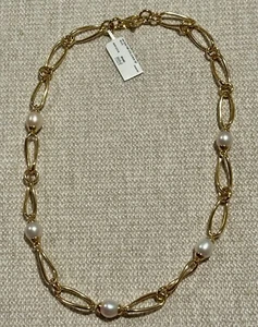 Sterling Silver, 14K Gold Plated, Fresh Water Pearl, Chain Necklace, Dasan Inc - Picture 1 of 4