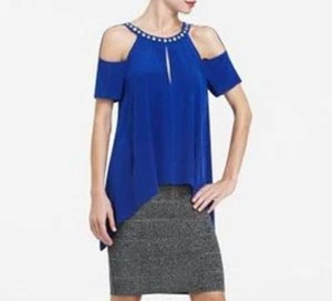 NEW BCBG MAX AZRIA BLUE SAPPHIRE CUT OUT DETAIL BID1L228/AS125 SIZE S - Foto 1 di 3