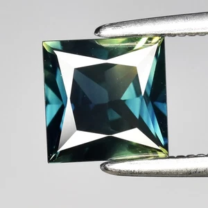 π Zaffiro Blu Verde Naturale Principessa Quadrato 1,21ct VS - Riscaldato, Gemma Australia - Foto 1 di 4