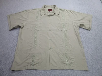 Maximos Yucatan Guayabera Shirt Mens 3XL Green Embroidered Rockabilly Cuban - Image 1 of 4