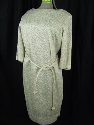 MARY ALLEN Vtg 60s Metallic Silver Floral Sheath Dress-Bust 39/S-M - Image 1 of 4