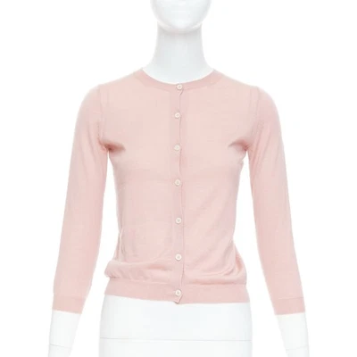 PRADA 100% cashmere blush pink shell button cardigan sweater IT38 XS - Image 1 of 4