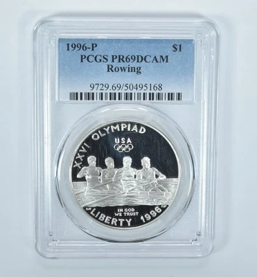 1996-P Olympic Rowing Commemorative Silver Dollar PR69 DCAM PCGS *9044 - Image 1 of 4