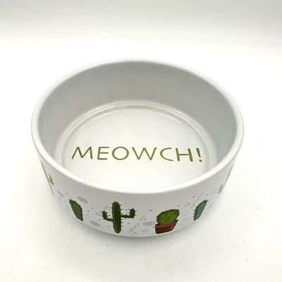 Whisker City Meowch! Ceramic Cat Food Bowl Cactus Theme 4.75 X 2 Inch Non Slip - Image 1 of 4