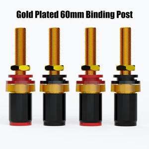 4pcs 24K Gold Plated High-end Brass Binding Post Set Screw/Solder 4.5mm Core New - Afbeelding 1 van 9