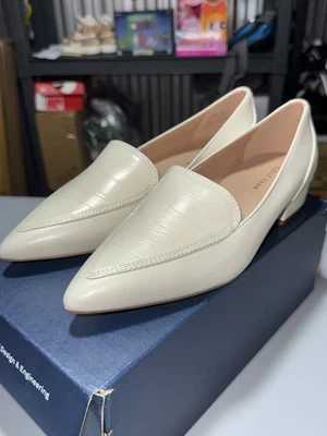 Zapatos mocasines para mujer Cole Haan Vialetta punta cuero blanco talla 8 B Foto 1 de 4