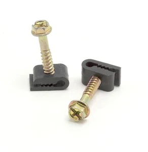 Electrical Wire Cable Clips - Black -10 Pcs- Screw Cable Clips 1/10 in (3mm) - Picture 1 of 8