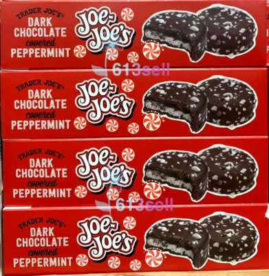 4 x Trader Joe's Dark Chocolate Covered Peppermint Joe-Joe's Cookies 9.4 oz Each - Image 1 of 4