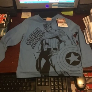 CAMISETA DEL CAPITÁN AMÉRICA MANGA LARGA EDADES 18-24 CUMPLEAÑOS ROPA DE NAVIDAD - Imagen 1 de 1
