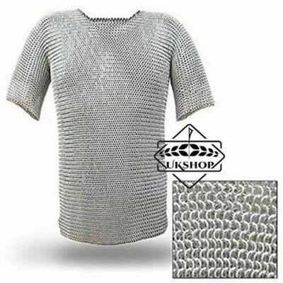 Camisa de malla a tope de aluminio Haubergeon traje medieval armadura Foto 1 de 3