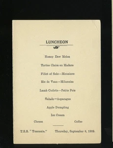 Menú de almuerzo TSS Toscana 1932 - línea de anclaje - Imagen 1 de 1