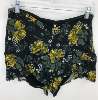 Free People Shorts Womens 10 Black Floral Flowy Boho - Image 1 of 4