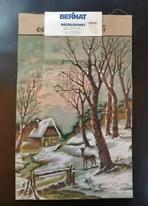 Vintage Bernat 52243 Winter Cabin Needlepoint Canvas 19.5"x25.5" Frame Size 1985 - Picture 1 of 10