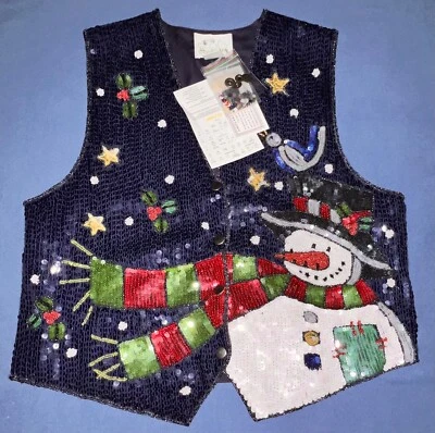 NWT The Quacker Factory Women’s Snowman Sequin Holiday Vest - Image 1 of 4