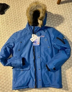 Neu mit Etikett $ 165 Misty Mountain Duluth Colbalt isolierter Parka Mantel Jacke Lg Kunstfell - Bild 1 von 21