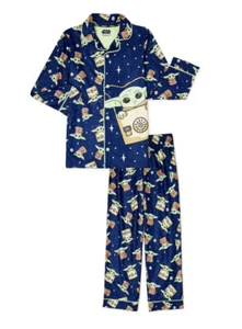 Star Wars Baby Yoda Boys' Long Sleeve Pajama 2-Piece Set Blue Size 4/5 - Picture 1 of 3