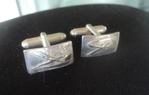 Cufflinks In Argento Sterling Modernista Di Design Vintage C.1970/80 - Foto 1 di 6