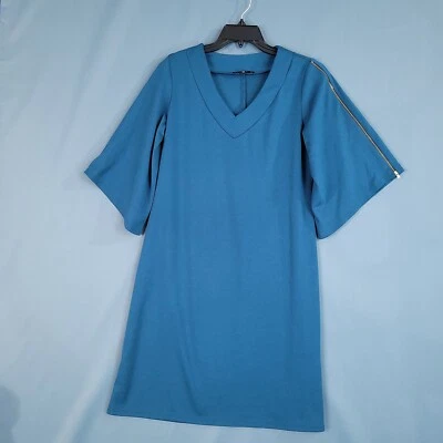 Vestido informal Tiana B para mujer con cremallera campana manga corta azul talla M Foto 1 de 4