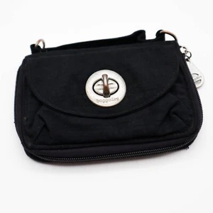 Baggallini Turn Lock Wallet Small Clutch Purse Black Nylon w/ Credit Card Slots - Picture 1 of 6