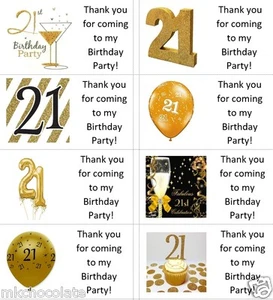 40 x Personalisierte 21. Gold/21 Etiketten/Aufkleber/Geburtstag/Party/Torte/Süßigkeiten/Tüten - Bild 1 von 1