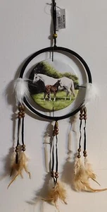 ATRAPASUEÑOS INDIO CON UNA IMAGEN DE UN CABALLO BLANCO Y POTRO EXTERIOR (CR42) - Imagen 1 de 2
