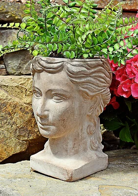 ❀ Pflanztopf Terrakotta Frau 28 cm 6 kg Übertopf Außen Büste Pflanzkopf HoR  - Bild 1 von 4