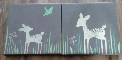 Colgantes de arte en lienzo de pared Kidsline de 2 piezas excelente estado  Foto 1 de 2