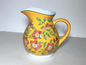 BEAUTIFUL VINTAGE YELLOW AND RED FLORAL PITCHER 6 INCHES TALL - Picture 1 of 5