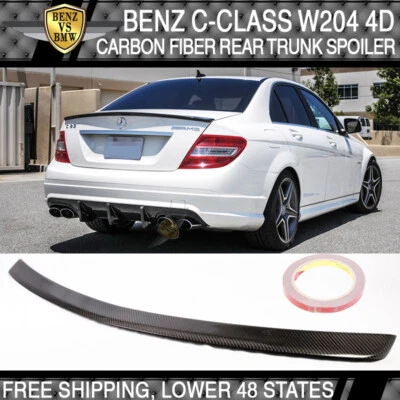Benz C-Class W204 08-14 Rear Trunk Spoiler Wing Real Carbon Fiber CF - Изображение 1 из 4