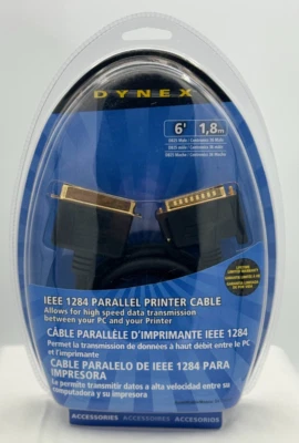 Dynex 6 FT IEEE 1284 Parallel Printer Cable - NEW! - Image 1 of 2