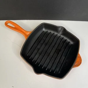 Vintage Le Creuset France 20 quadrati in ghisa smaltata padella padella arancione 8" - Foto 1 di 13