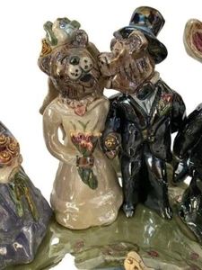 Wedding Blue Clayworks Sky 2001 Heather Goldmine Bride Groom Best Maid Display - Picture 1 of 12