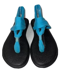 Sanuk Yoga Sling 2 Sandals Sz 9 Solid Blue FLAW - Picture 1 of 9