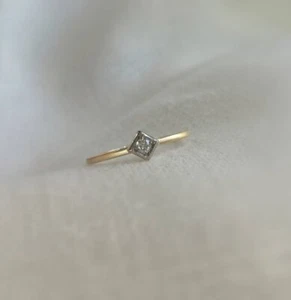 14K Two Tone Gold Natural White Diamonds Classic Solitaire Engagement Ring - Picture 1 of 6