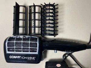 Conair Ion Shine 1875 Hair Blow Dryer Styler Model SD61S Gray Tested 3 Attach - Picture 1 of 8