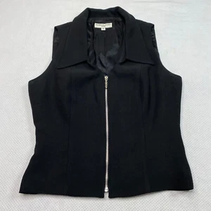 Patricia Jones Womens vest sz 8 Black Full Zip Pleated Collared Lined VINTAGE - Picture 1 of 12
