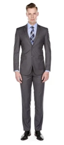 Braveman Men's Formal Two Piece 2-Piece Slim Fit Cut Suit Set MID Gray 40Rx34W - Picture 1 of 16