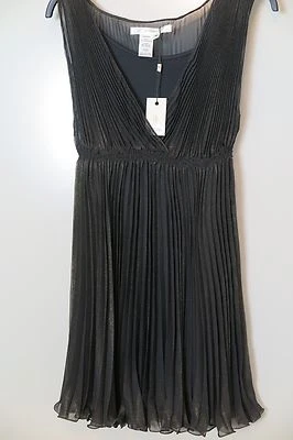 Nuevo con etiquetas Vestido Studio M Marrón Brillo Doble Capa Volantes Sin Mangas Talla M Foto 1 de 4