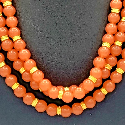 Ann Taylor 16 inch Gold Tone Orange Beaded Necklace w/ Toggle Closure  #81 - Image 1 of 4