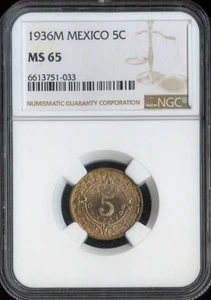 1936 Mexico 5 Centavos NGC MS65 Quality - Picture 1 of 2